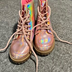 Old Navy Iridescent Holographic Pink Kids Boots